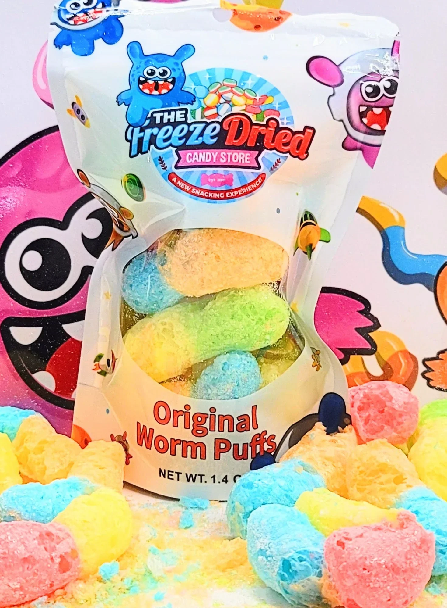 Freeze Dried Worm Puffs Candy - Image 2