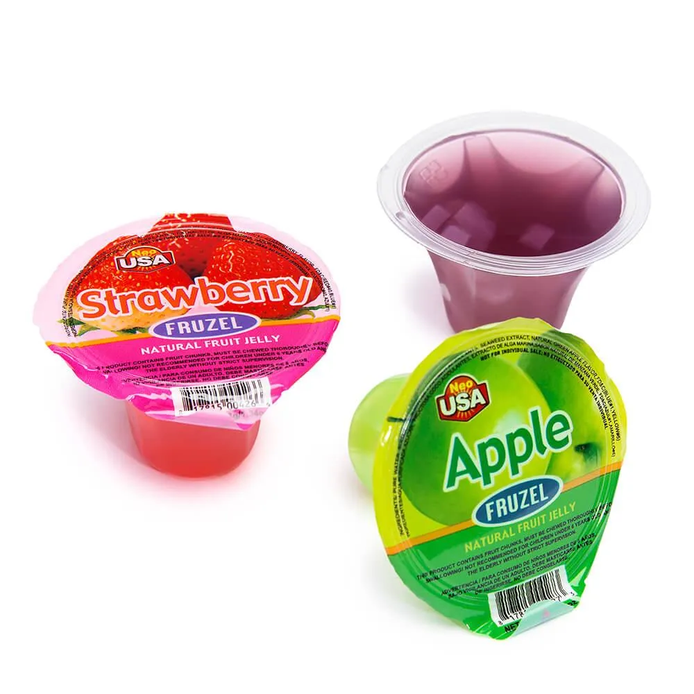 Fruzel Assorted Natural Fruit Jelly Candy Cups: 36-Piece Jar