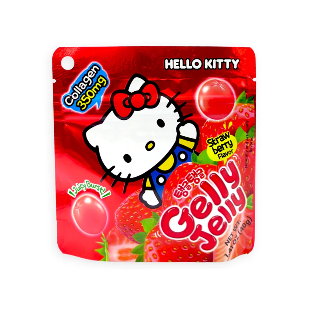 Gelly Jelly Strawberry Peg Bags Hello Kitty Candy: 8-Piece Case