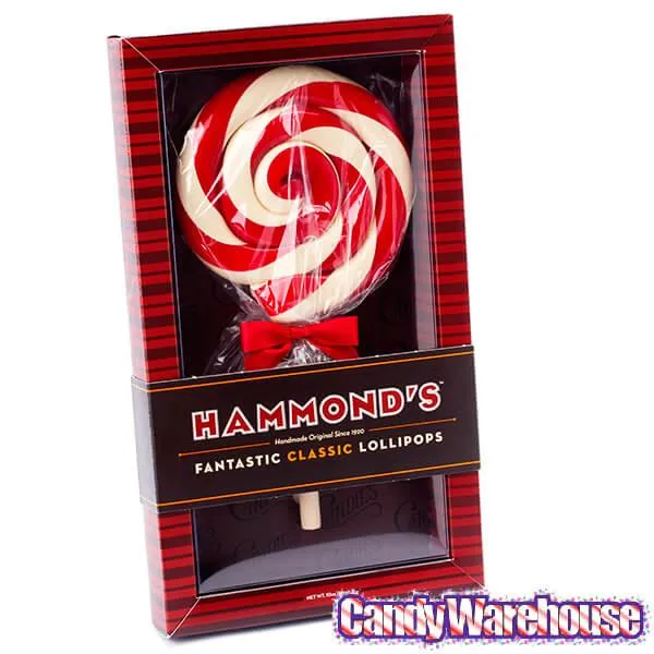 Giant 10-Ounce Red & White Swirl Lollipop in Gift Box - Image 2