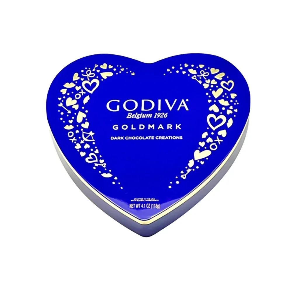 Godiva Goldmark 14-Piece Assorted Dark Chocolate Heart Shaped Tin: 6-Piece Case