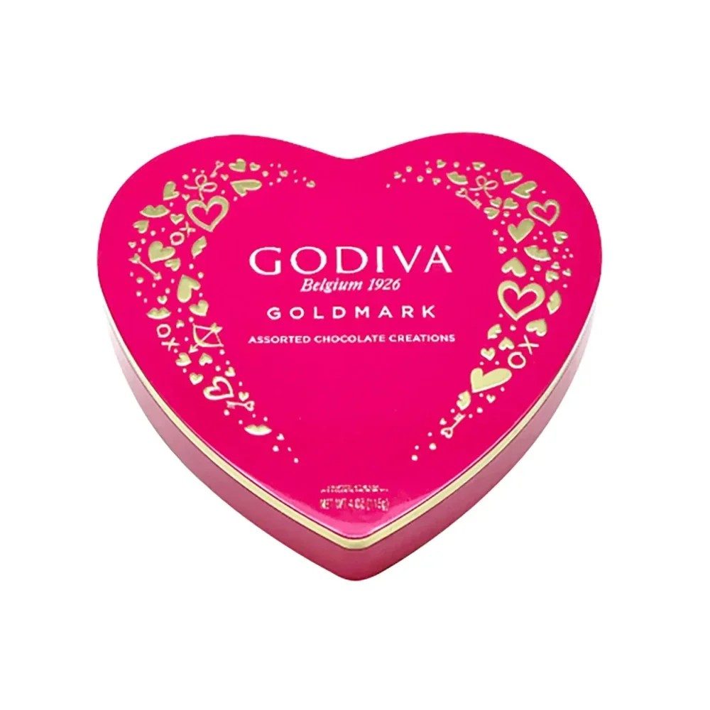 Godiva Goldmark 14-Piece Assorted Heart Shaped Tin: 6-Piece Case