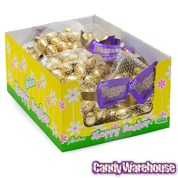 Palmer Gold Foiled Chocolate Eggs in Mesh Bags: 18-Piece Box - Image 2