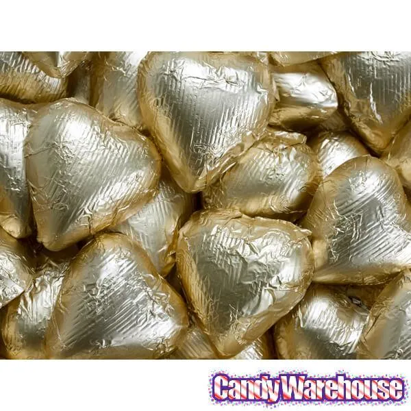 Foiled Milk Chocolate Hearts - Gold: 2LB Bag - Image 2