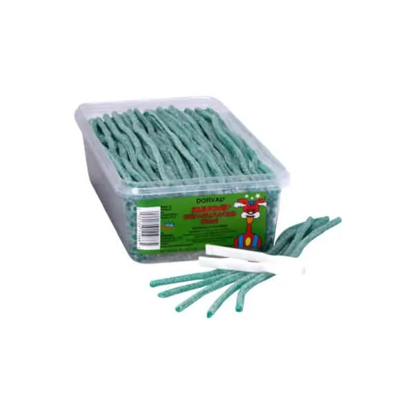 Dorval Sour Power Straws Candy - Green Apple: 200-Piece Tub - Image 3