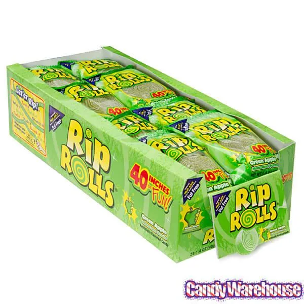 Sour Rip Rolls - Green Apple: 24-Piece Display - Image 2