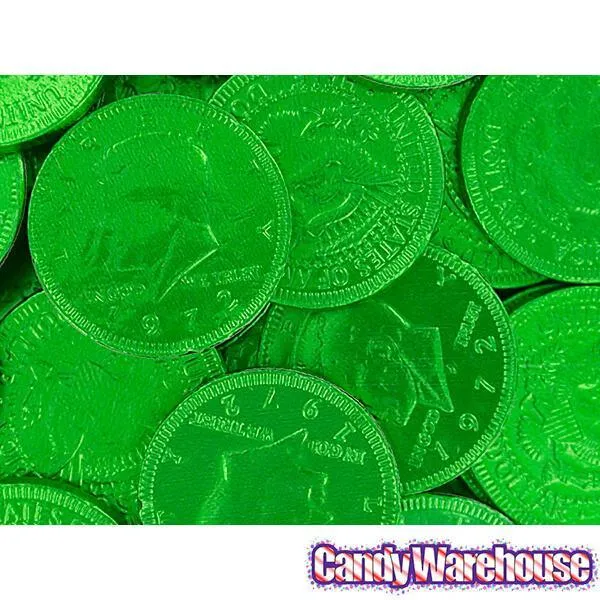 Green Foiled Milk Chocolate Coins: 1LB Bag - Image 4