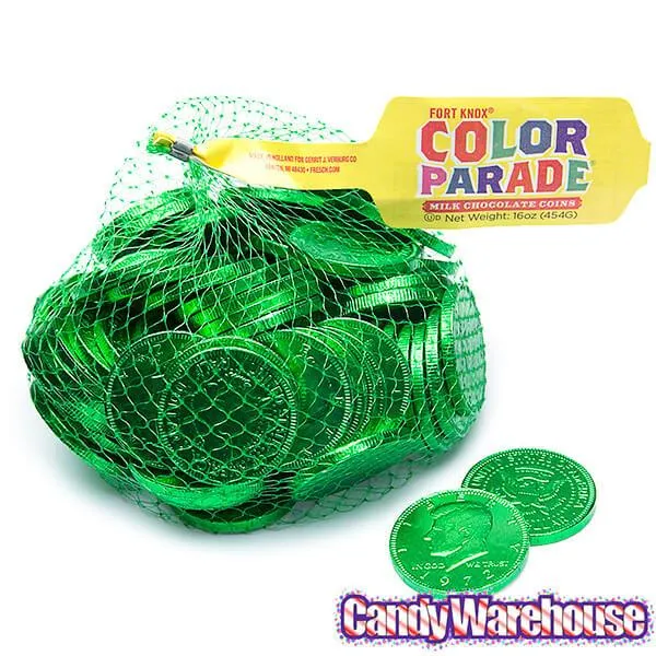 Green Foiled Milk Chocolate Coins: 1LB Bag - Image 5