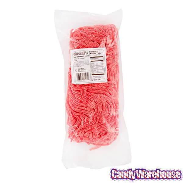 Gustaf's Sour Strawberry Licorice Laces: 2LB Bag - Image 2