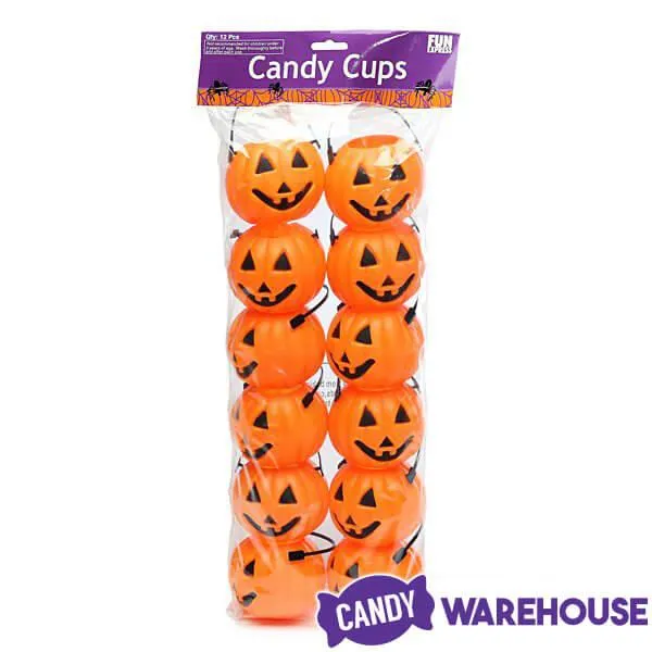 Halloween Plastic Pumpkin Candy Cups: 12-Piece Set - Image 2