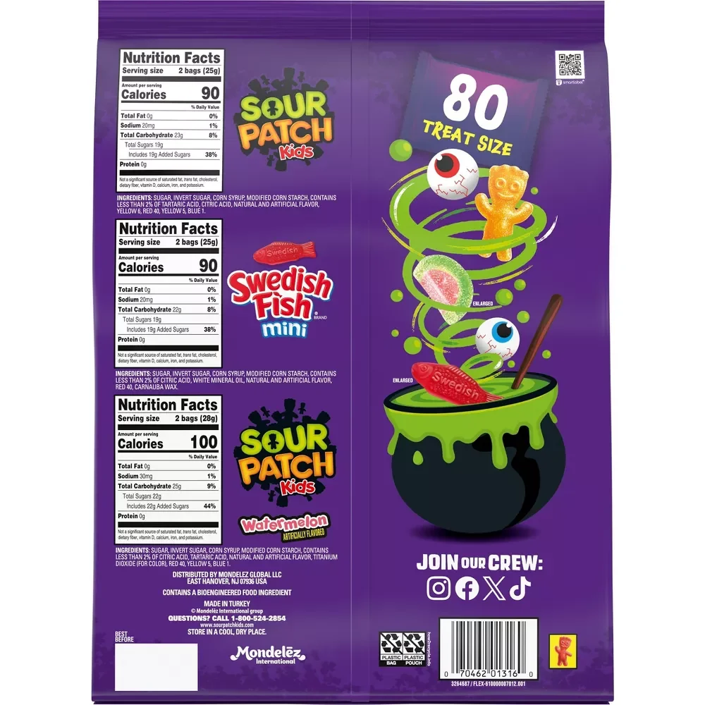 Halloween Sour Patch Kids Candy Snack Packs: 80-Piece Bag - Image 3