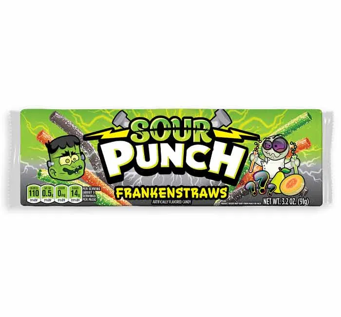 Halloween Sour Punch FrankenStraws 3.2-Ounce Packs: 12-Piece Box