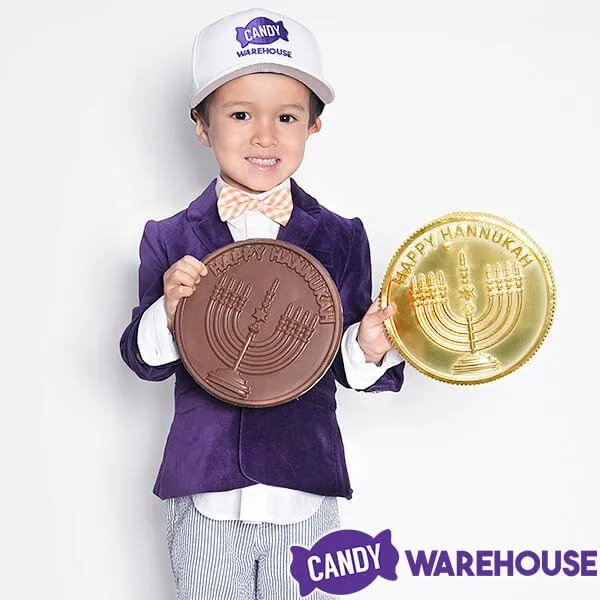 Happy Hanukkah Milk Chocolate Giant Gelt: 8.65-Ounce Coin - Image 4