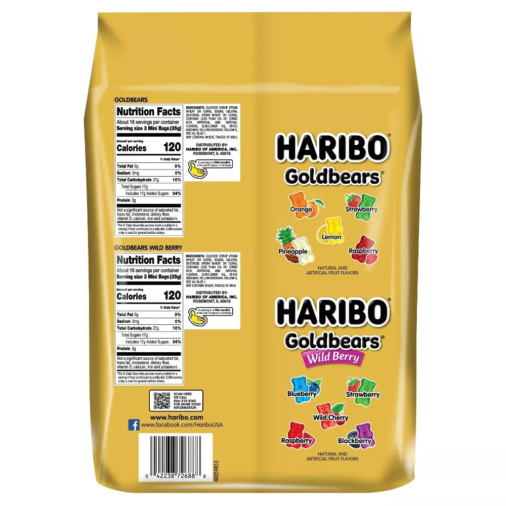 Haribo Gold-Bears Gummy Bears Mini Packs: 100-Piece Bag - Image 3