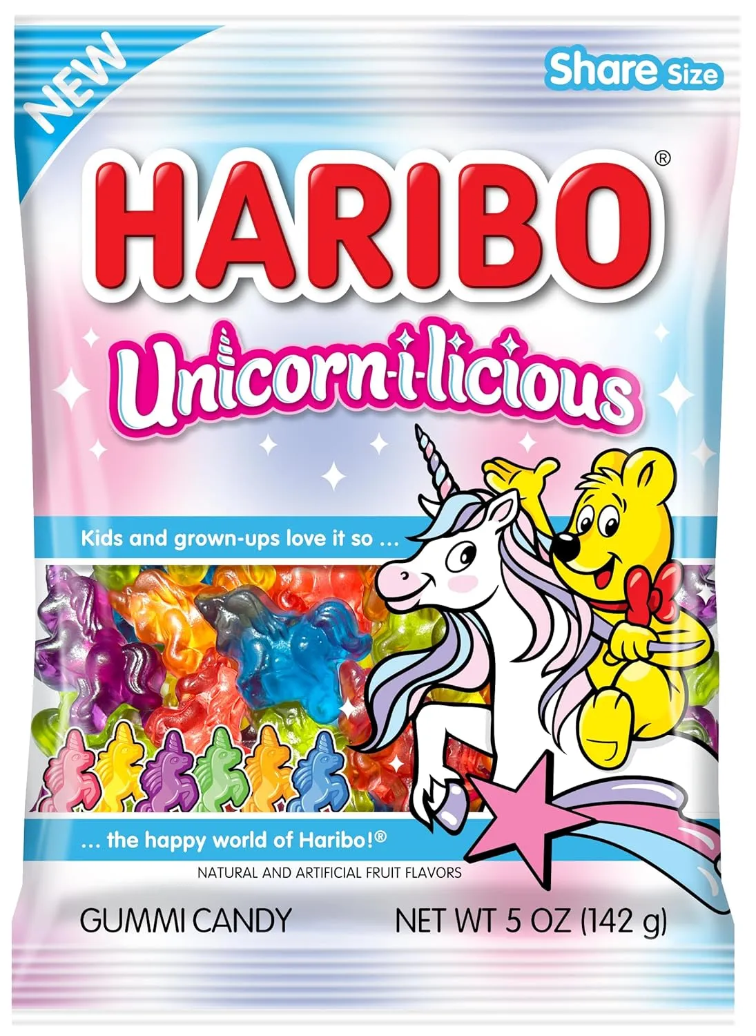 Haribo Unicorn Gummy Candy Peg Bag: 12-Piece Case