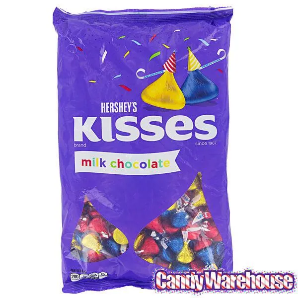 Hershey's Kisses Red, Dark Blue & Yellow Foiled Party Milk Chocolate Candy: 3LB Bag - Image 2
