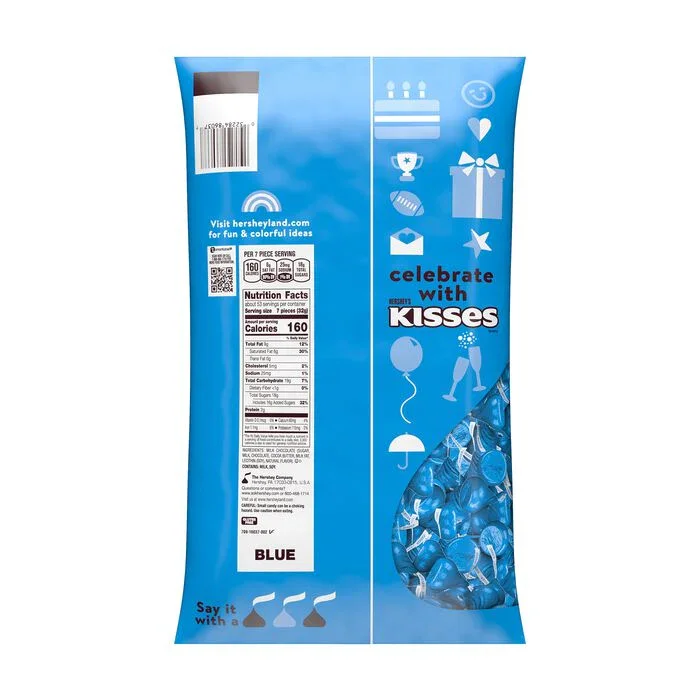 Hershey's Kisses Blue Foiled Milk Chocolate Candy: 11LB Case - Image 8