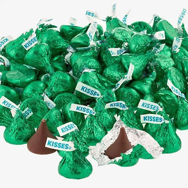 Hershey's Kisses Green Foiled Milk Chocolate Candy: 11LB Case - Image 4