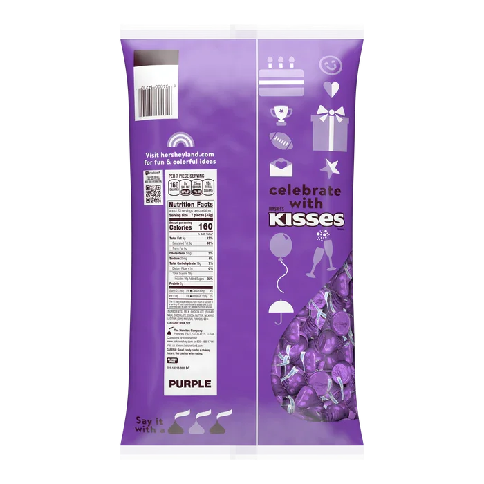 Hershey's Kisses Purple Foiled Milk Chocolate Candy: 11LB Case - Image 5