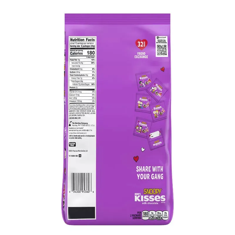 Hershey's Kisses Valentine's Day Milk Chocolate Snoopy & Friends Friendship Exchange: 32-Piece Bag - Image 2