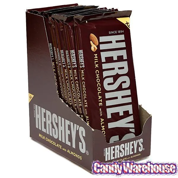 Hershey's Milk Chocolate with Almonds 4.25-Ounce Jumbo Candy Bars: 12-Piece Box - Image 3