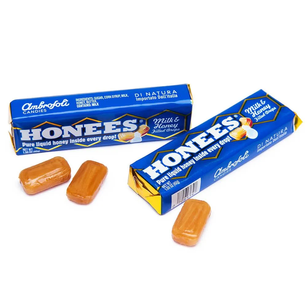 Honees Milk & Honey Filled Cough Drops Packs: 24-Piece Box