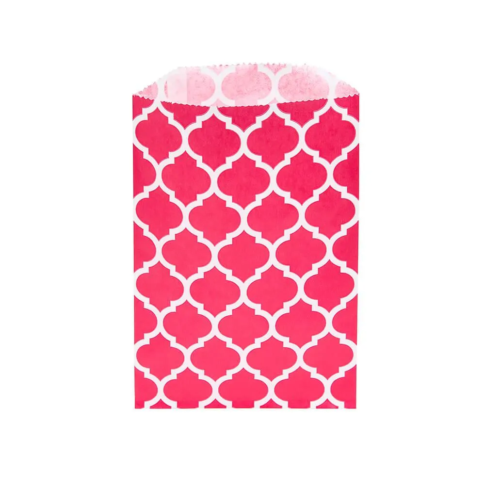 Hot Pink Casablanca Pattern Candy Bags: 25-Piece Pack