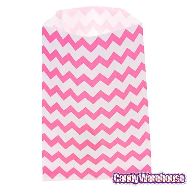 Hot Pink Chevron Stripe Candy Bags: 25-Piece Pack - Image 2