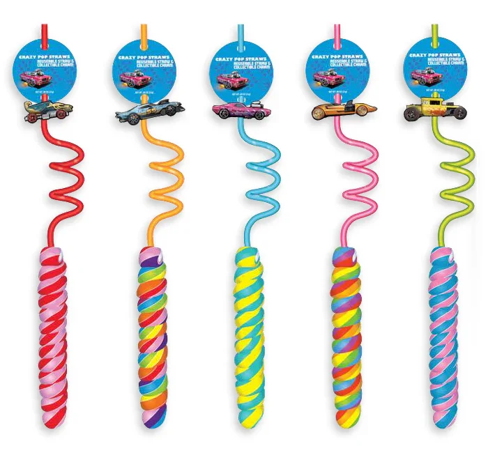 Hot Wheels Crazy Lollipop Straws: 30CT Display