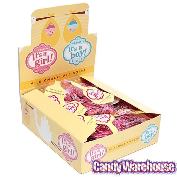 It's a Girl Foiled Chocolate Coins in Mesh Bags: 18-Piece Box - Image 3