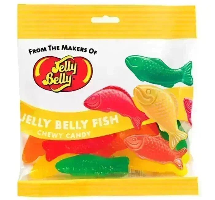 Jelly Belly Assorted Chewy Fish Candy Peg Bags: 12-Piece Case