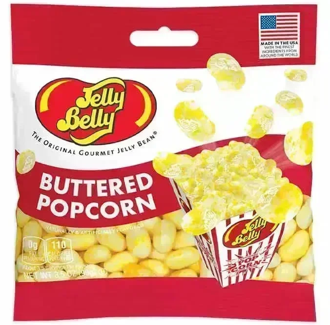 Jelly Belly Buttered Popcorn Peg Bags: 12-Piece Case