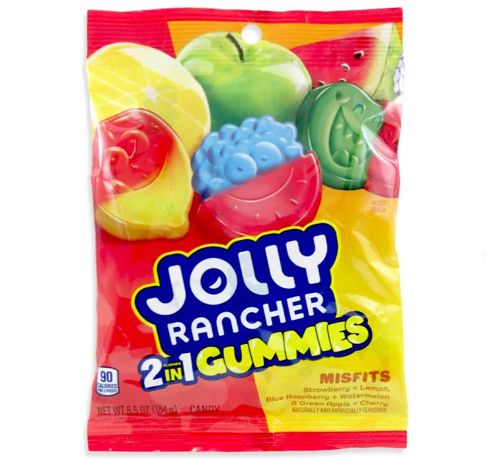 Jolly Rancher Misfits 2-in-1 Gummies Candy Peg Bag: 12-Piece Case - Image 3