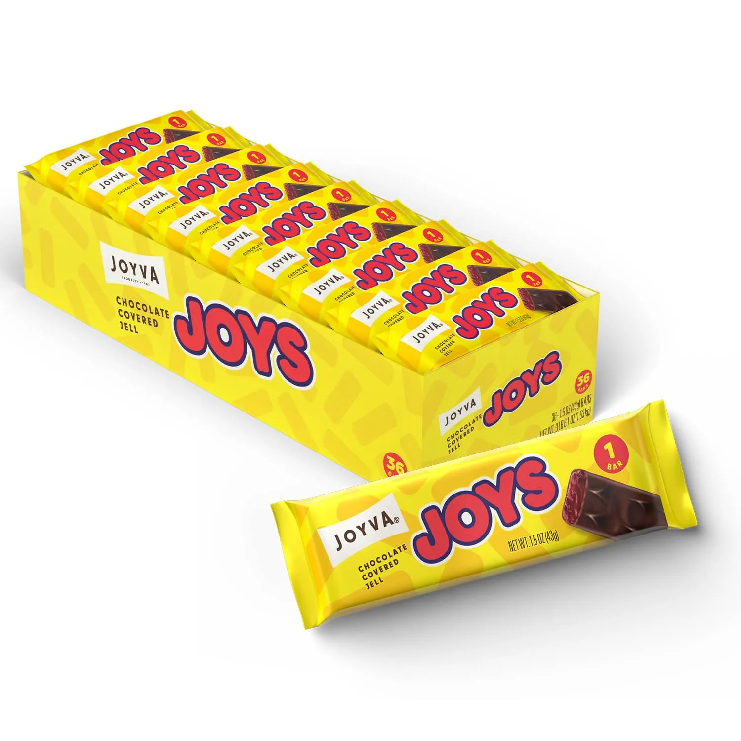 Joyva Joys Chocolate Covered Jelle Raspberry Bars: 36-Piece Box - Image 2