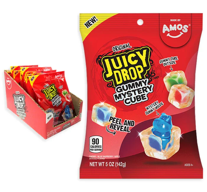 Juicy Drop Gummy Mystery Cube Peg Bag: 12-Piece Box