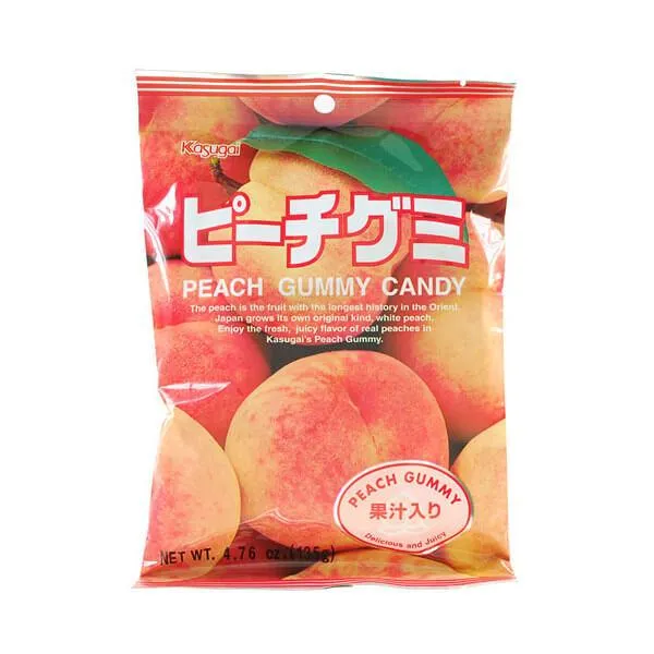 Kasugai Peach Gummy Candy: 24-Piece Case - Image 2