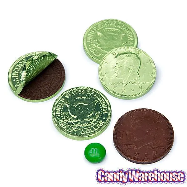 Kiwi Green Foiled Milk Chocolate Coins: 1LB Bag - Image 3