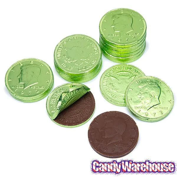 Kiwi Green Foiled Milk Chocolate Coins: 1LB Bag - Image 4