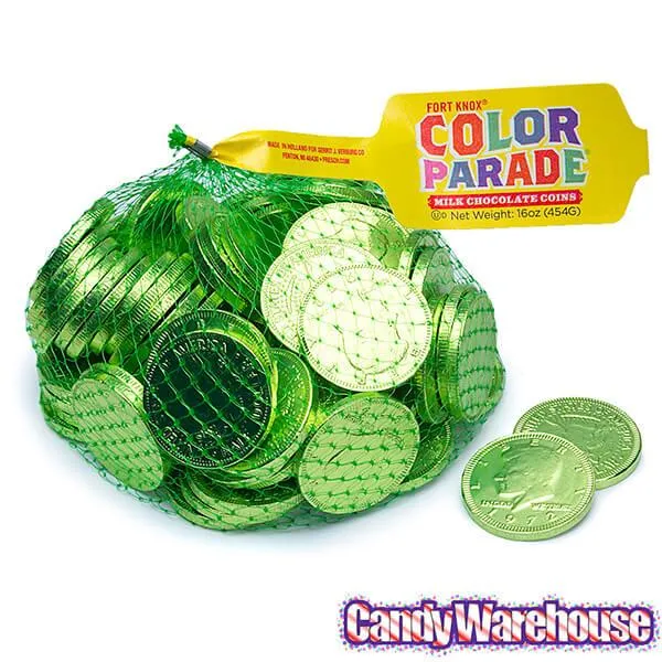 Kiwi Green Foiled Milk Chocolate Coins: 1LB Bag - Image 5