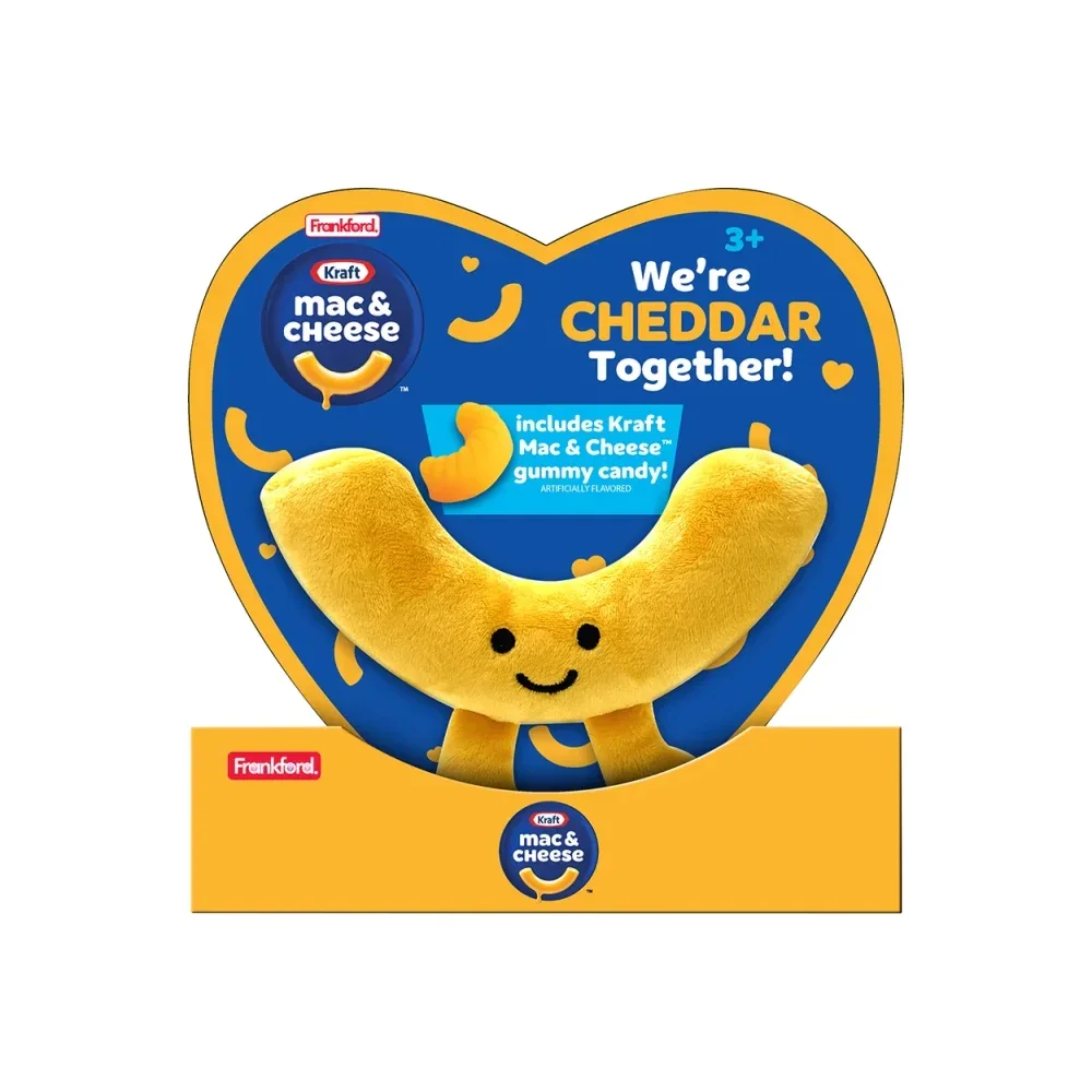 Kraft Mac & Cheese Gummy Candy & Plush Toy Heart: 3-Piece Case