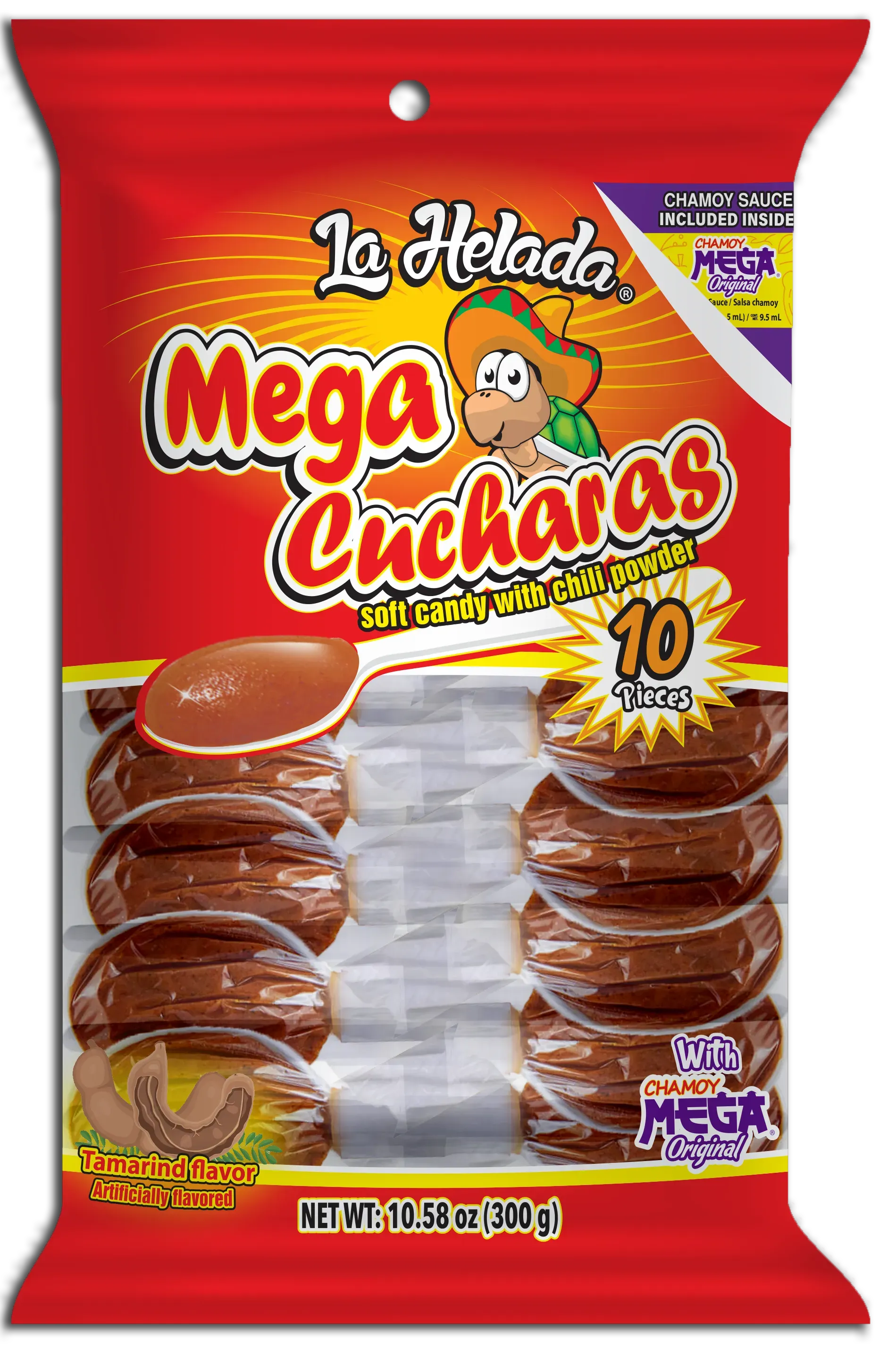 La Helada Tamarind Mega Cucharas Candy Spoons: 10-Piece Bag