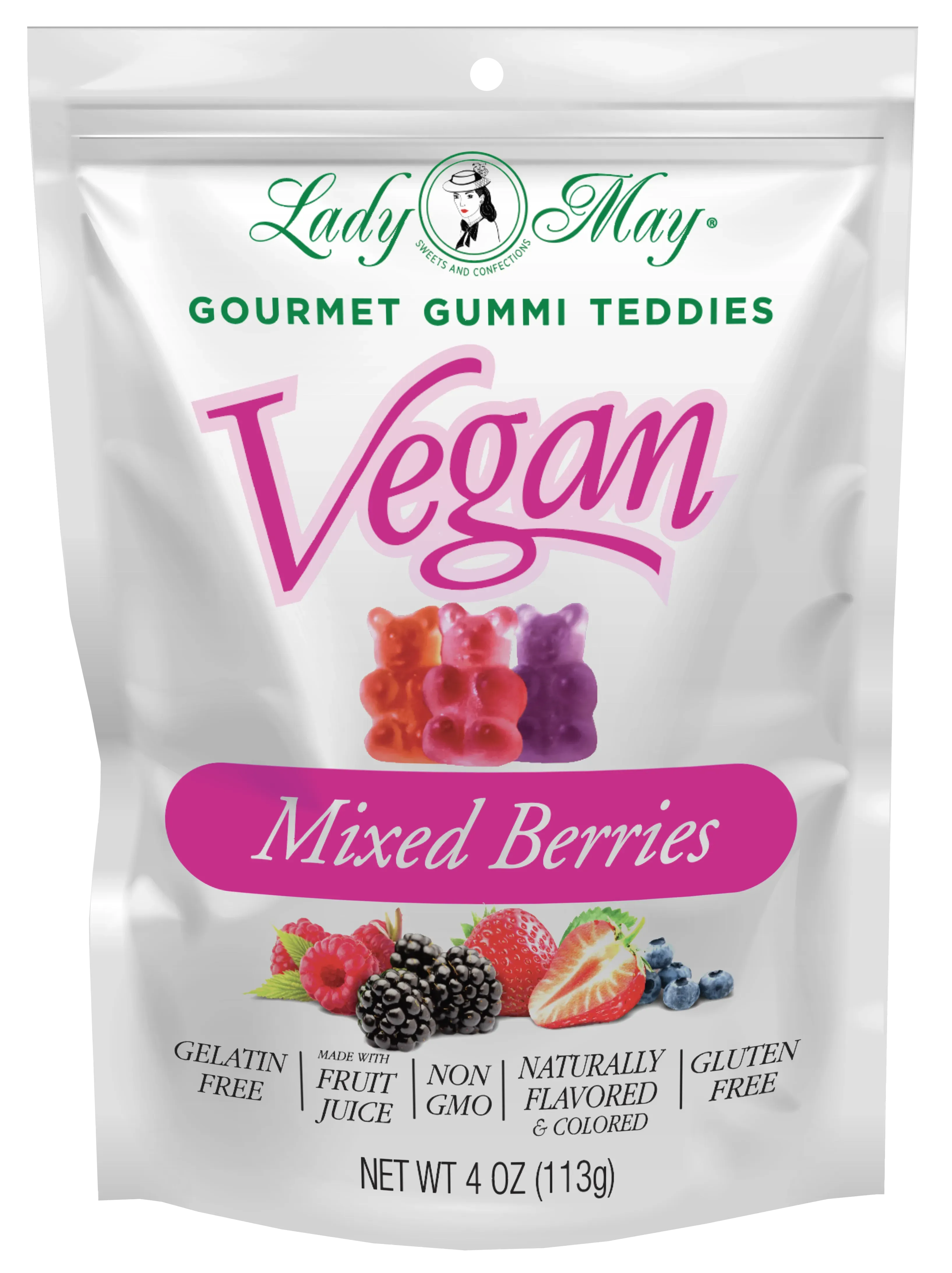 Lady May Sweets Vegan Gourmet Mixed Berries Gummi Teddies