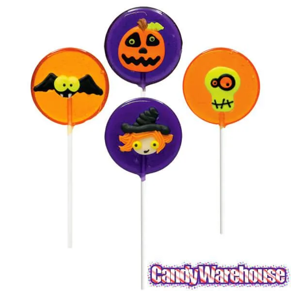 Large Halloween Hard Candy Lollipops: 12-Piece Pack - Image 2
