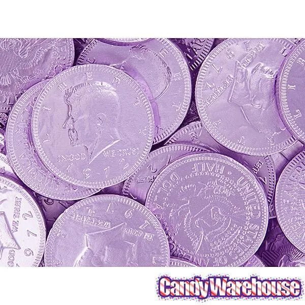 Lavender Foiled Milk Chocolate Coins: 1LB Bag - Image 2