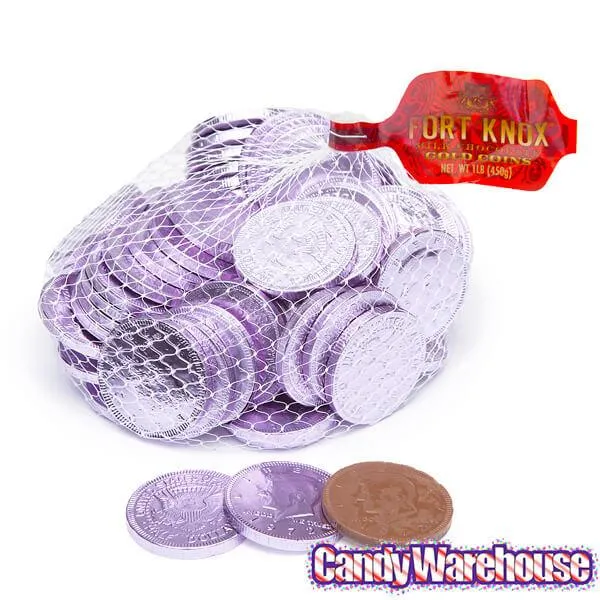 Lavender Foiled Milk Chocolate Coins: 1LB Bag - Image 3