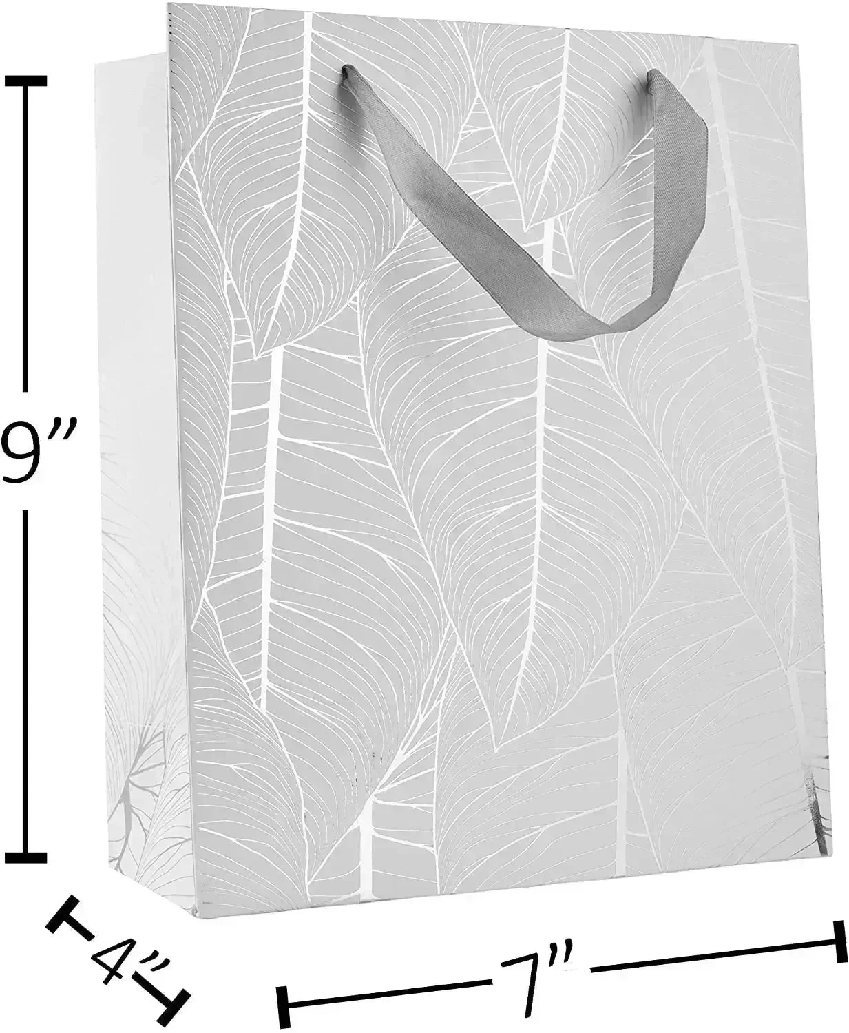 Leaf Design Silver Gift Bags 12 Pack 12.5"X10.25"X4.75" - Image 2