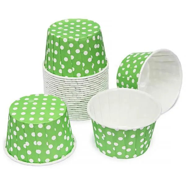 Paper 4-Ounce Candy Cups - Light Green Polka Dots: 25-Piece Pack - Image 2