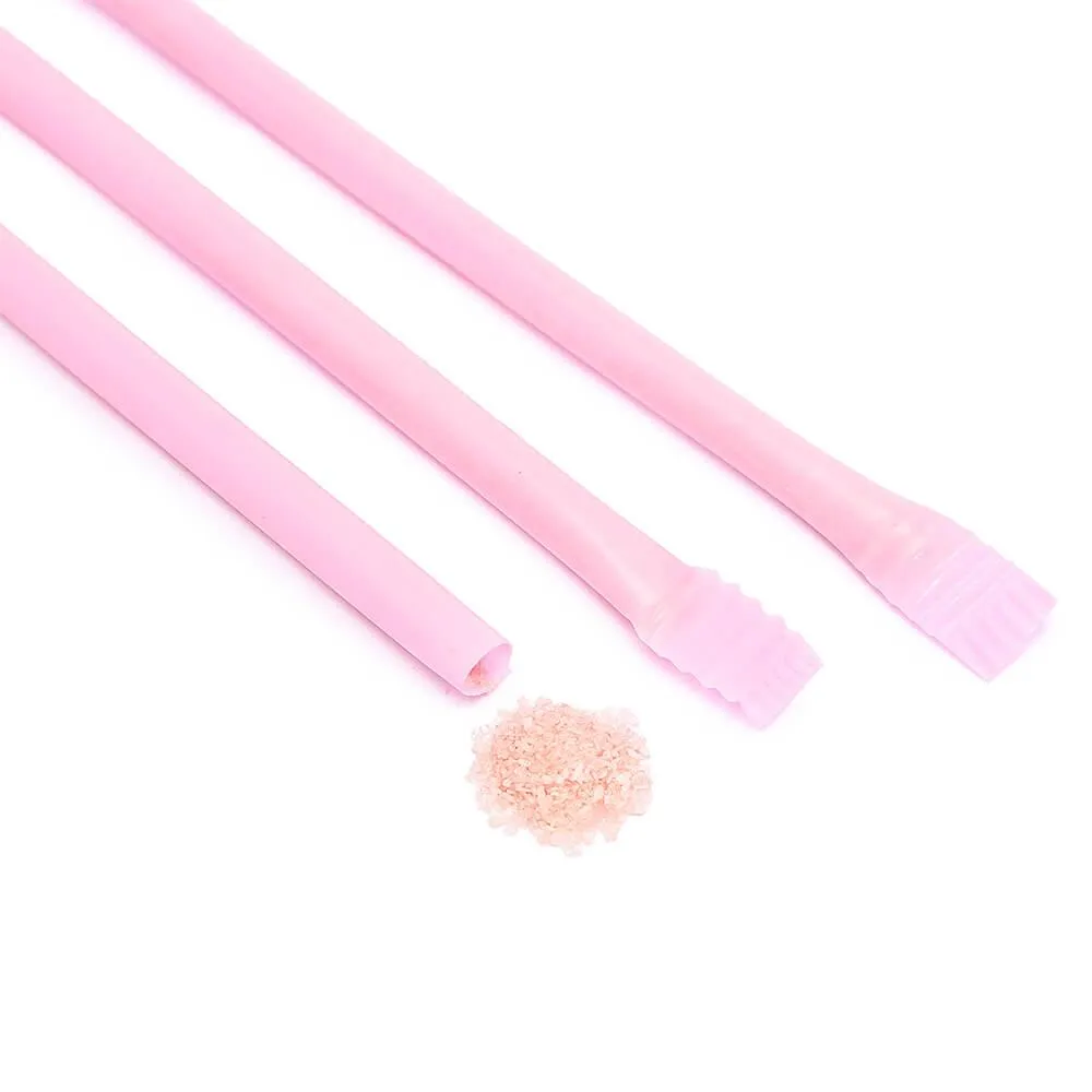 Light Pink Candy Powder Filled Plastic Mini Straws - Strawberry: 240-Piece Bag - Image 2
