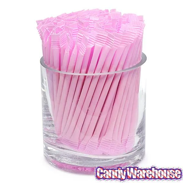 Light Pink Candy Powder Filled Plastic Mini Straws - Strawberry: 240-Piece Bag - Image 4