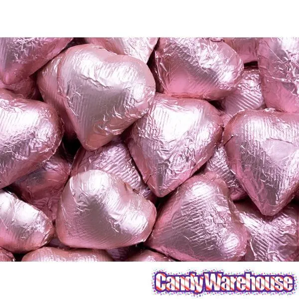 Foiled Milk Chocolate Hearts - Light Pink: 2LB Bag - Image 2